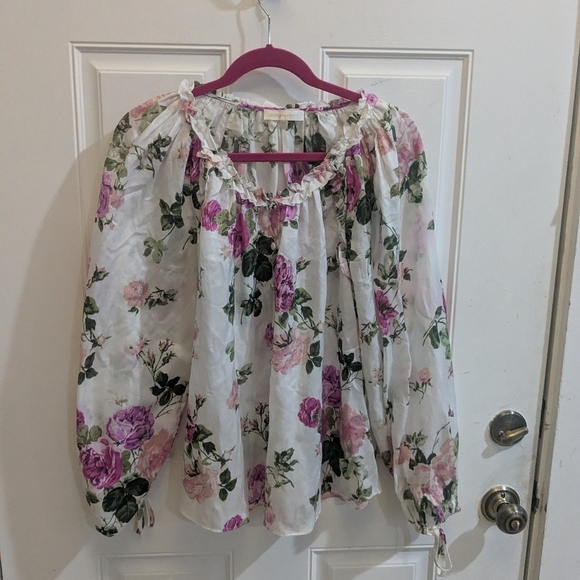 LoveShackFancy Nessa Silk Blend Floral Top - Picture 2 of 6